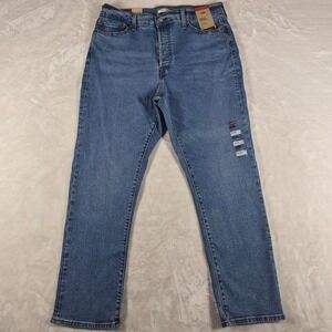 Levi's Wedgie Straight Jeans Women's 33x28 Blue Denim High Rise Button Fly NWT